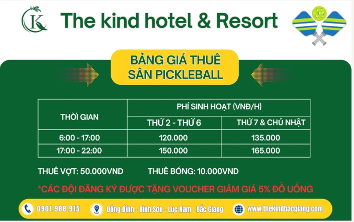 sân pickleball the kind bắc giang